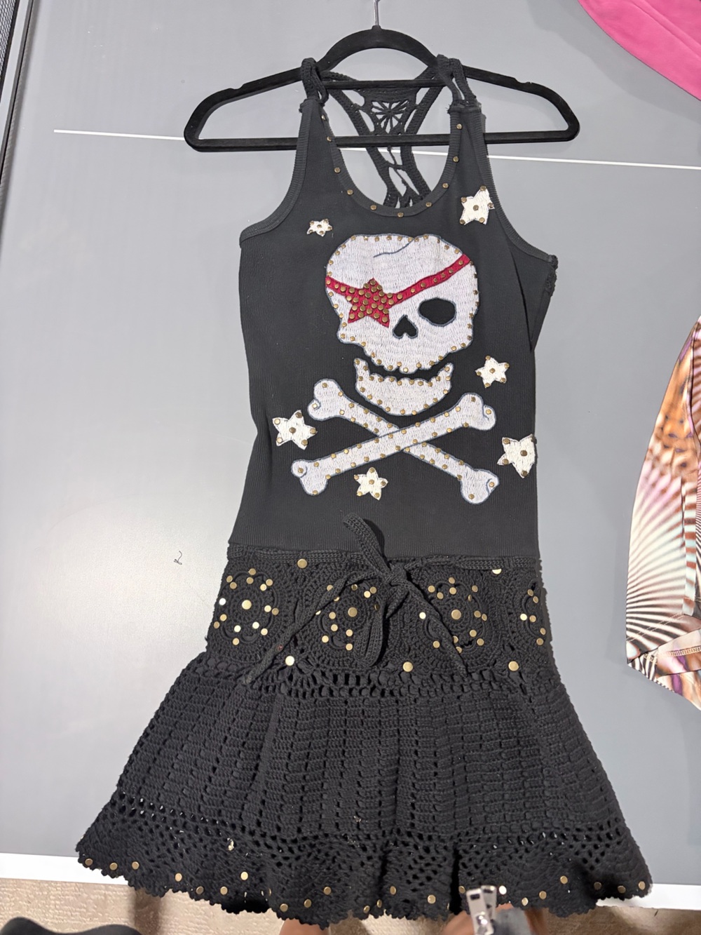 Rare Soul Revival Crochet Studded Mini Dress